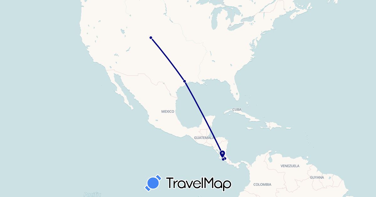 TravelMap itinerary: driving in Costa Rica, United States (North America)